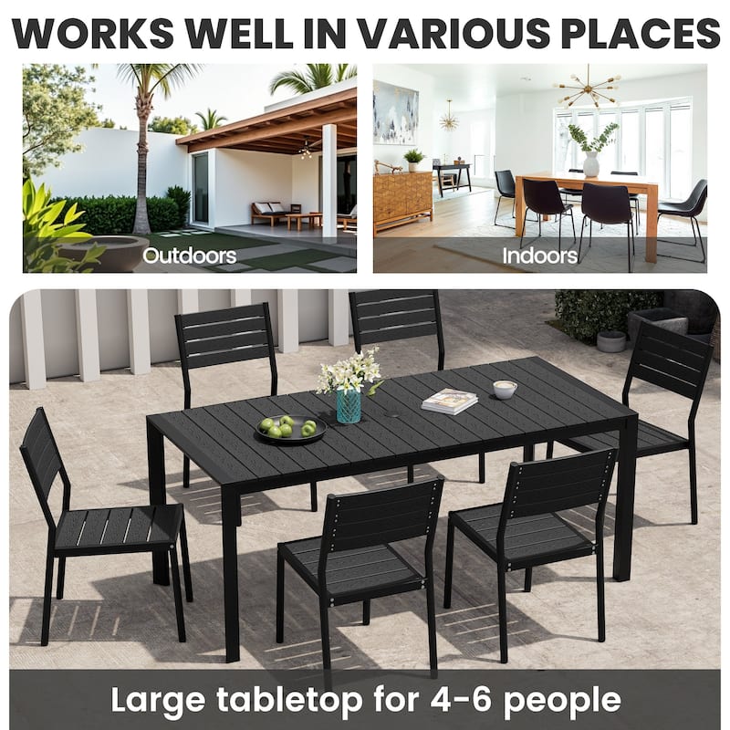 Outdoor Aluminum Patio Dining Table with Umbrella Hole