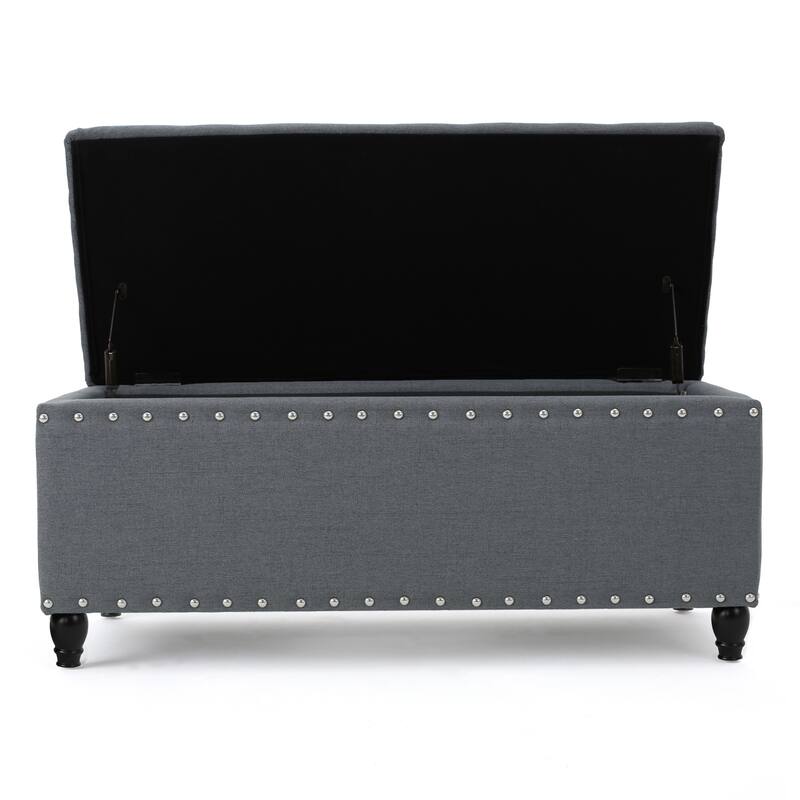 Simple Upholstered Storage Bench Hallway Bench with Nail Trim, Entryway Footrest Seat Leisure Stool Corridor Stool