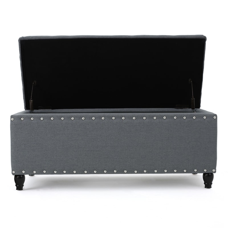 Tatiana Contemporary Fabric Storage Ottoman with Nailhead Trim by Christopher Knight Home
