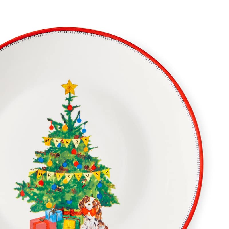 Spode Set of 4 Kit Kemp Doodles Christmas Cake Plates - 6-Inch