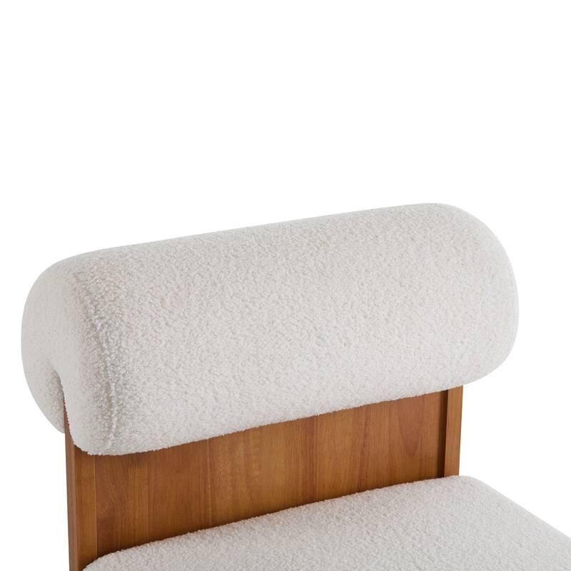 [Set of 2] Modern Boucle Lounge Chair with Solid Wood Frame
