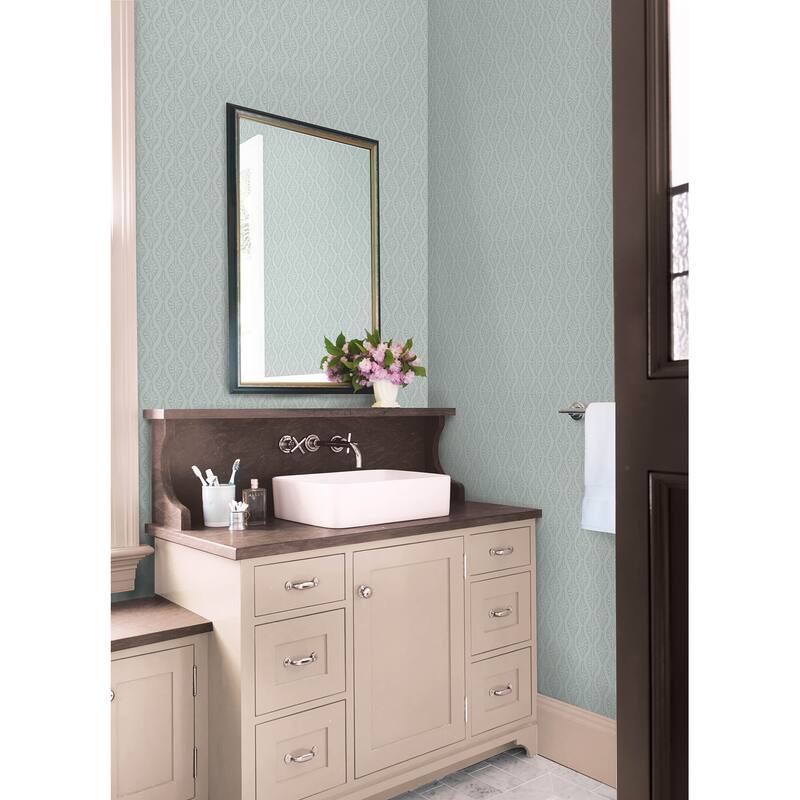 Chris Loves Julia x NuWallpaper Nova Mist Blue Peel and Stick Wallpaper