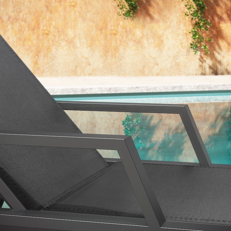 Pellebant Outdoor Adjustable Aluminum Chaise Lounge Chairs with Wheels