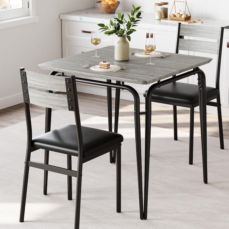 Dining Table for 2, Space Saving Square Dinette for Kitchen, Dining Room - Grey