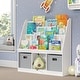 preview thumbnail 13 of 14, RiverRidge Kids Playroom Bookrack with 3 Toy Organizer Cubbies and 4 Book Shelves - White with Optional Bins White with 2 Gray Bins