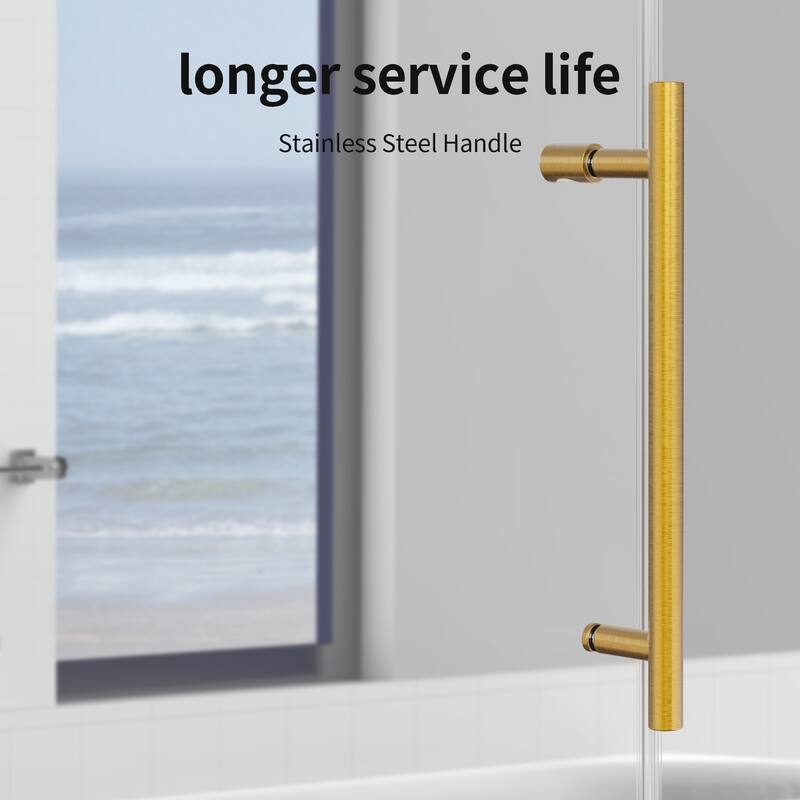 46-48" Frameless Sliding Shower Door with Soft-Close, 8mm Tempered Glass, Adjustable Single Bypass Design - 48x76"