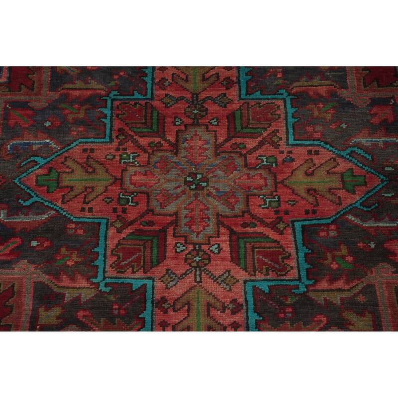 Hand Knotted Oriental 100% Wool Carpet Traditional Medallion Red Heriz Area Rug - 11' 4'' X 8' 1''