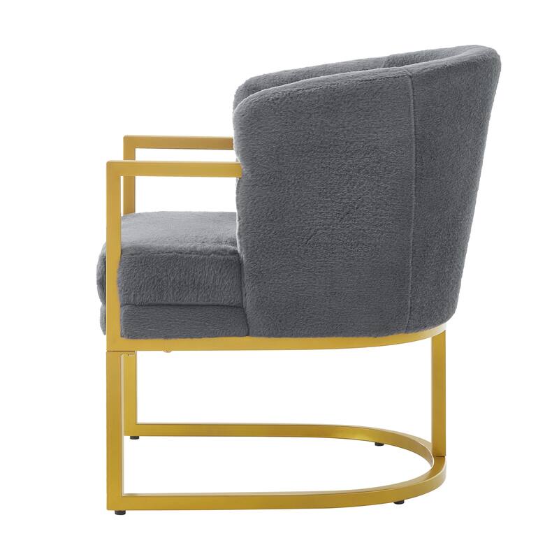 Modern Accent Chair Cozy Armchair Upholstered Reading Chair with Gold Metal Frame Living Room, Bedroom, or Office