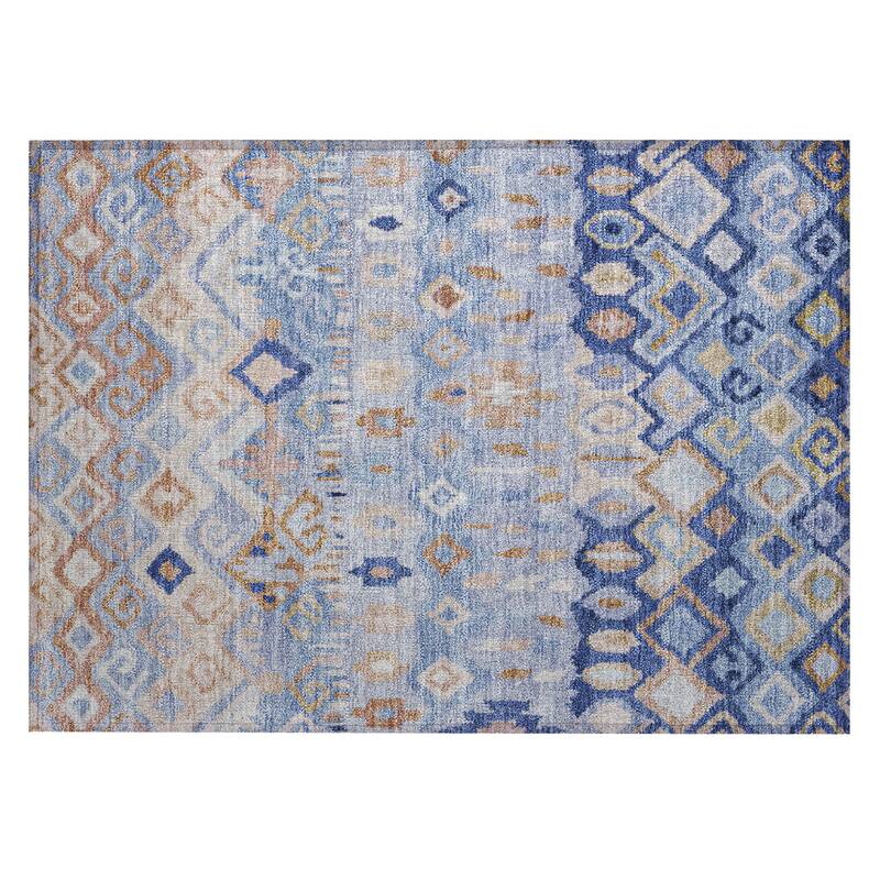 Machine Washable Indoor/ Outdoor Boho Moroccan Chantille Rug