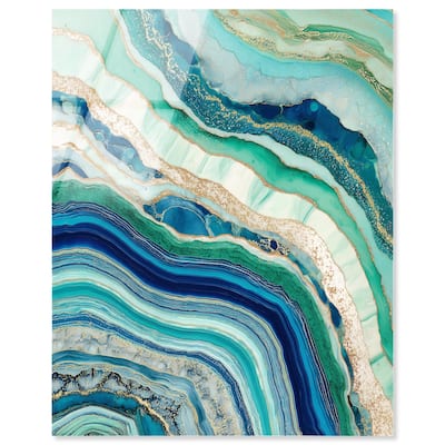 Blue Green Abstract Agate II Acrylic by Art Remedy, Ready to Hang