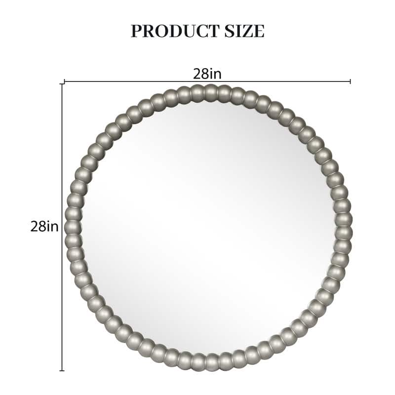 Antique Farmhouse Beaded Round Wall Mirror