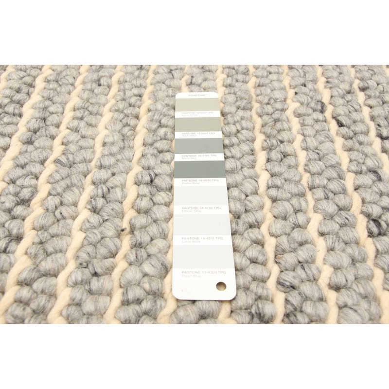 ECARPETGALLERY Braid weave Sienna Grey Wool Rug - 5'3 x 7'7