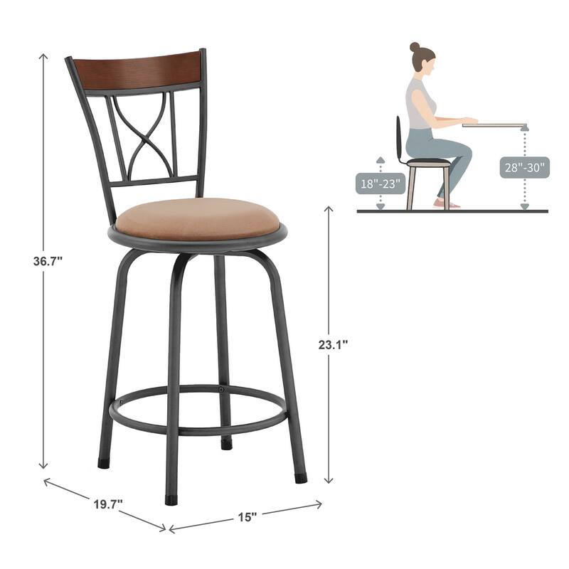 Verona Swivel Adjustable Sheen Black X-Back 3-Piece Stool Set by iNSPIRE Q Classic