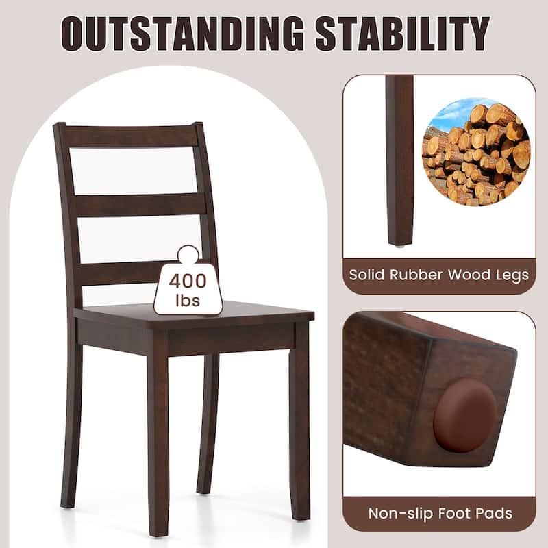 Set of 2 Wood Dining Chairs with Solid Rubber Wood Legs - 16" x 16" x 33.5"