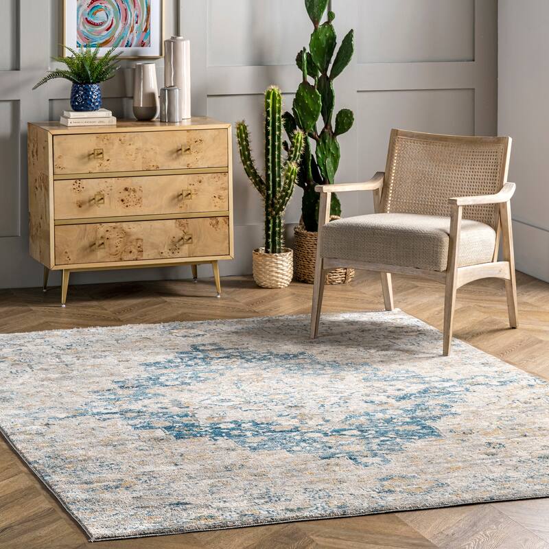 Nuloom Diana Medallion Vintage Area Rug - 2' x 3' - Blue - Rectangle