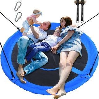 60" Large Saucer Tree Swing for Kids Adults 900D Oxford Waterproof with 2pcs Hanging Straps - 60 inch