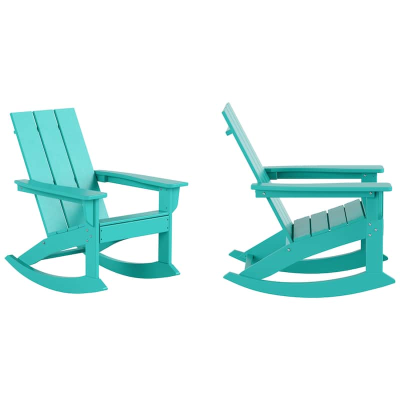 Shoreside Modern Eco-Friendly All Weather Poly Adirondack Rocking Chairs (Set of 2)
