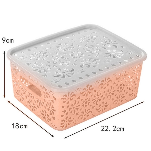 Plastic Hollow Pattern Storage Basket Box Container Organizer