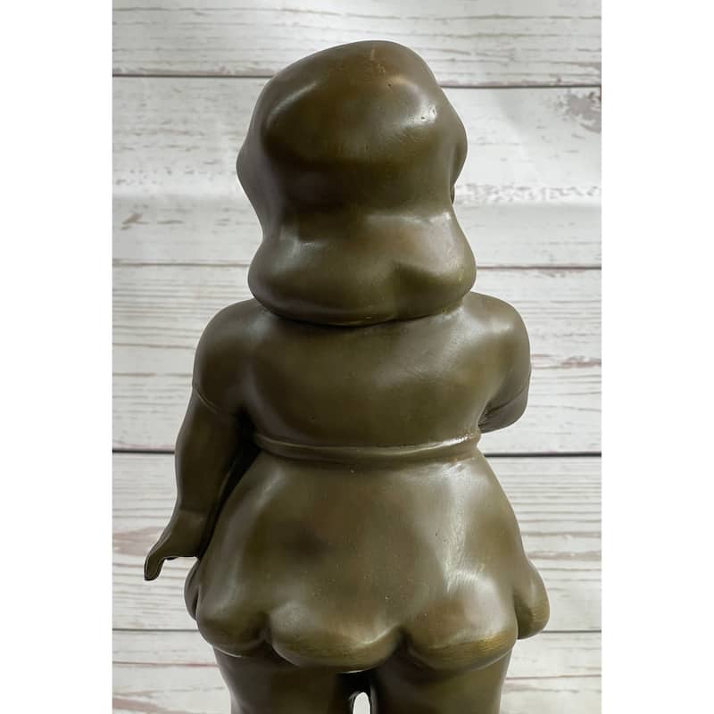 Fernando Botero Chubby Young Woman In Skirt Modern Art Sculpture Statue Figure On Marble Base