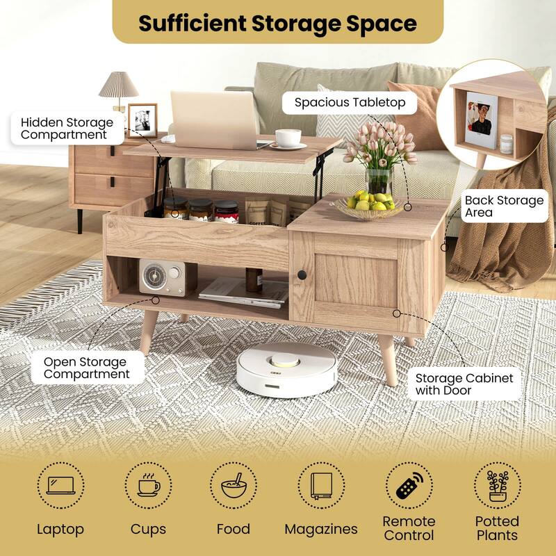 Costway Lift Top Coffee Table with Storage Hidden Compartment Cabinet - See Details