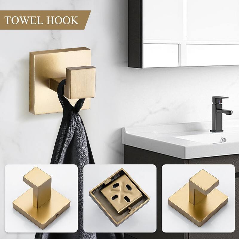 (Brushed Dark Gold) 4-Piece Bathroom Hardware Set 16 Inch Towel Bar Set, High Quality Stainless Steel.