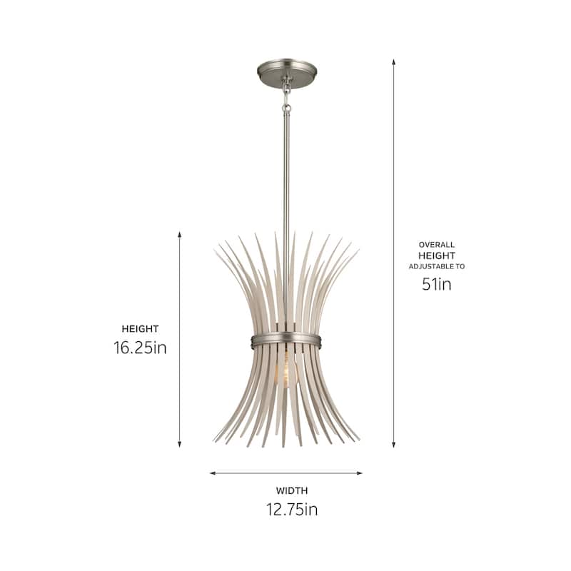 Kichler Lighting Baile 12 inch 1-Light Mini Pendant Greige and Brushed Nickel