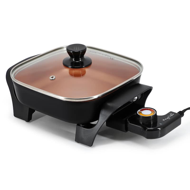 8 Inch Copper Coating Interior Electric Skillet with Temperature Control