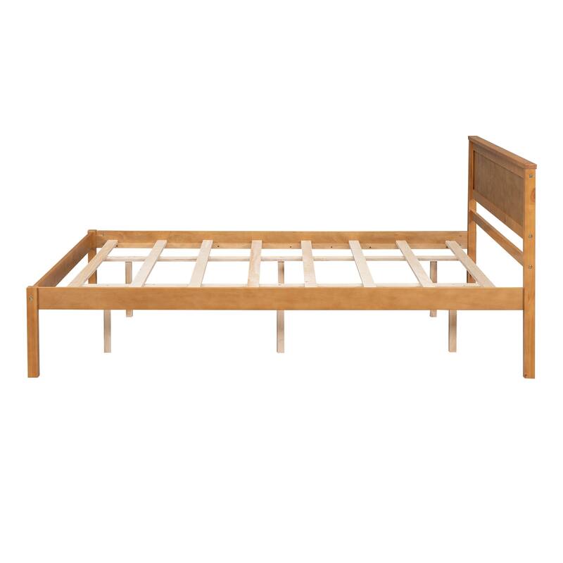 Classic Platform Bed Wood Bed with Headboard, Solid Wood Platform Bed Frame with Strong Slats Support/No Box Spring Needed
