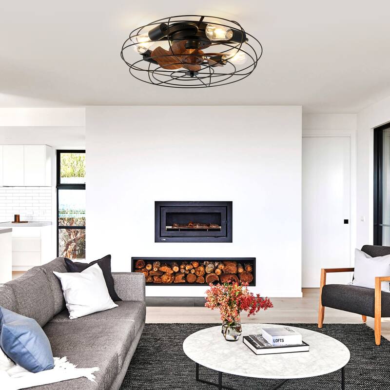 Bella Depot 20" Indoor Flush Mount Ceiling Fan with Light and Remote