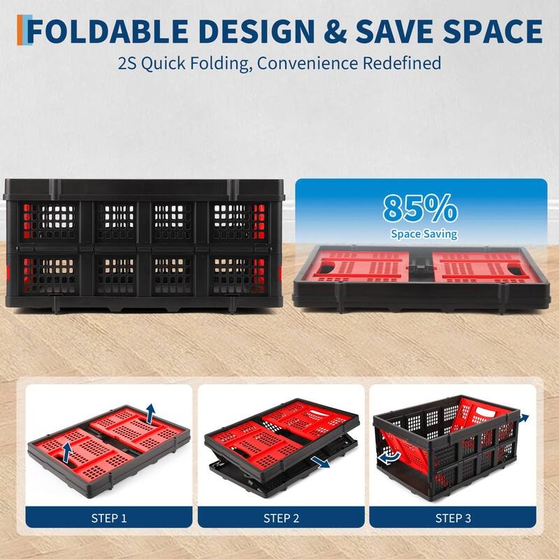 Foldable Storage Basket, Stackable Crate with Handle
