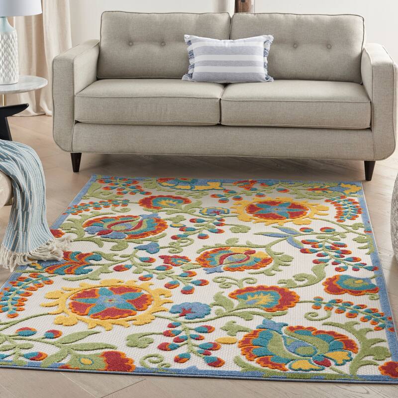 Copper Grove Alyssum Multicolor Indoor/Outdoor Rug. - 9'6" x 13' - Multi/Ivory