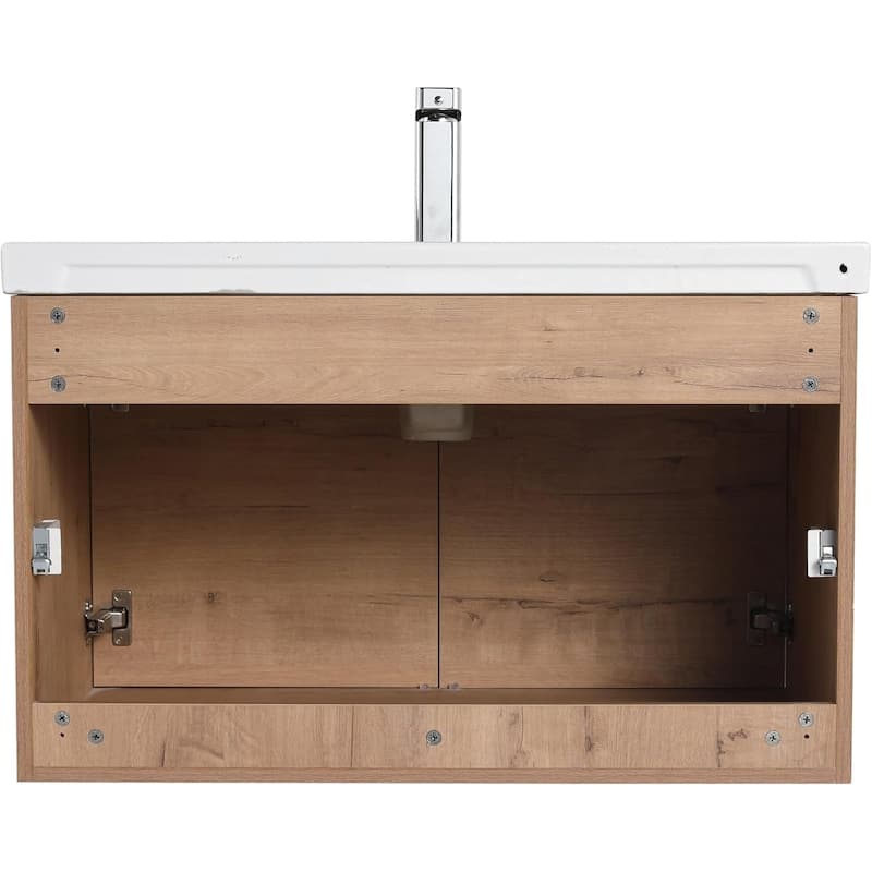 Blossom 32" Floating Bathroom Vanity with Ceramic Sink & Storage