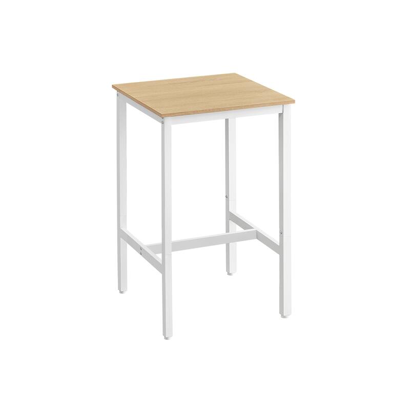 Space-Saving Square Dining Table Steel Frame Adjustable Feet and Rustic Industrial Style for Small Kitchens - Beige