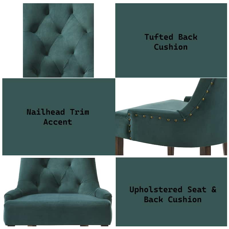 Farren Green Velvet & Weathered Oak Finish Side Chair (Set of 2)