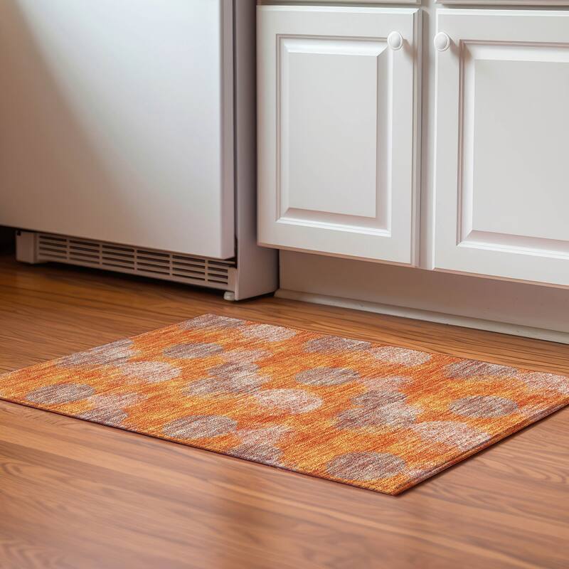 Premium Washable Super Soft Modern Sphere Mayfield Rug - Orange - 1'8" x 2'6"