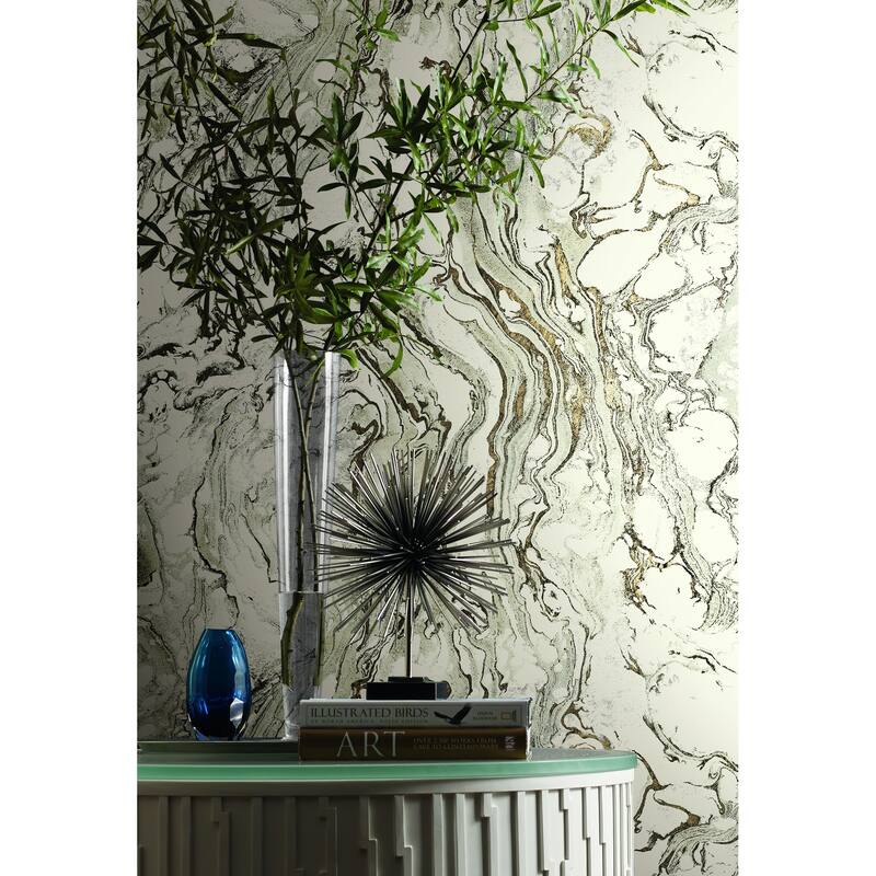 Middleton, Polished Marble Wallpaper, 27 in x 27 ft = 60.75 sq ft, Wallpaper Roll