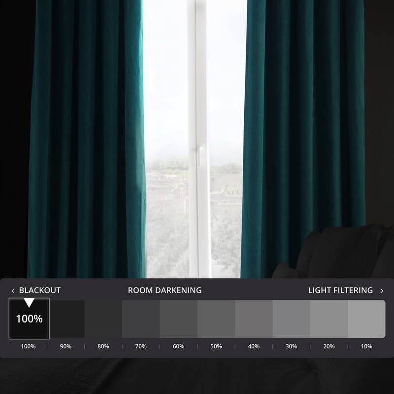 Exclusive Fabrics Signature Velvet Blackout Curtains - 96 Inches Long, (1 Panel) - Luxurious Drapery for Light Control.