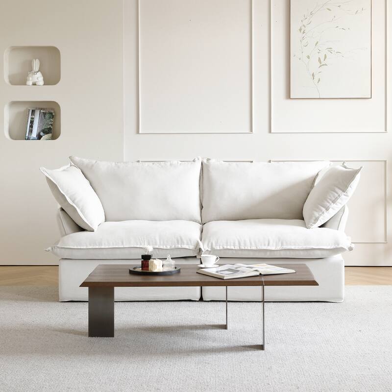 82.66'' Upholstered Loveseat sofas sectional counch - White