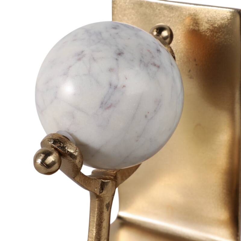 Metal Marble Bookends Globe Sculpture Sphere (Set of 2) - 7" Gold - 11.25"