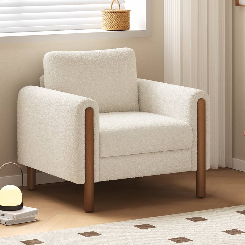 White 33.5" Upholstered Accent Chair