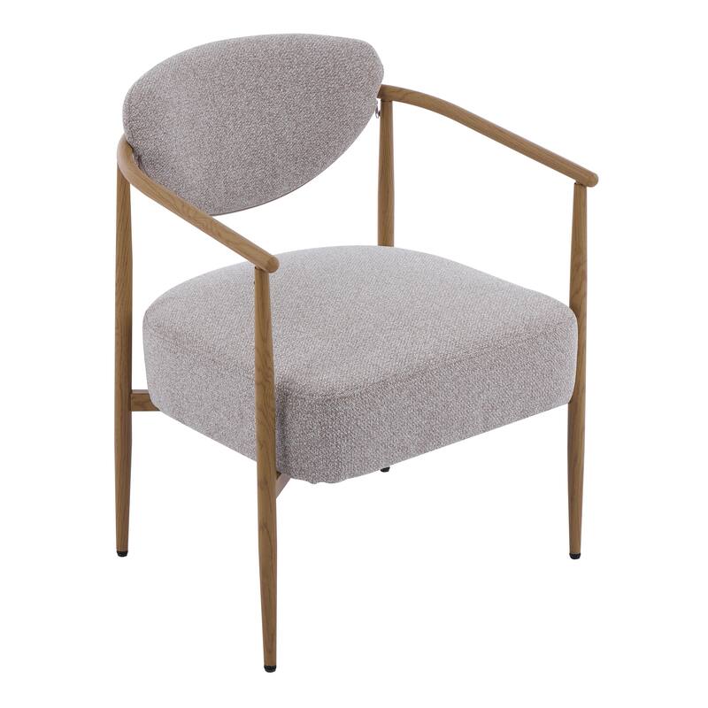 Anmytek Beige fabric color dining room chair,Modern Curved Back Wood Look Frame for Living Room Bedroom