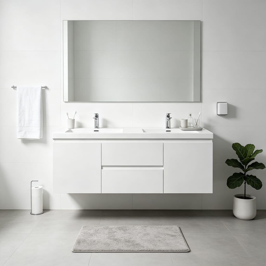 Patara High-Gloss White Floating Bathroom Vanity, 42" 60"