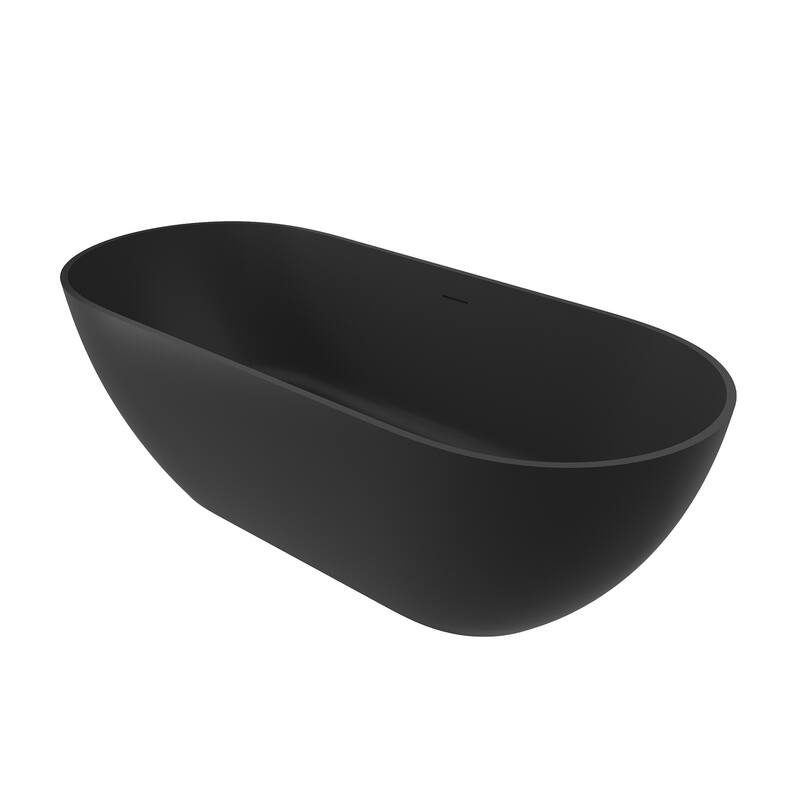 59" / 69" Solid Surface Freestanding Bathtub in Matte Black
