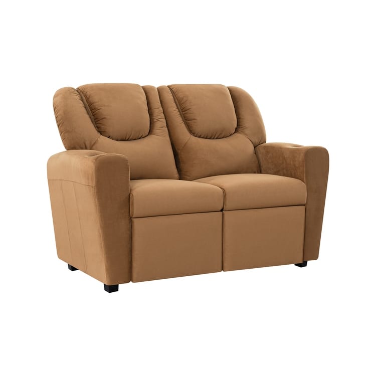 Kids Push Back Loveseat Recliner with Cup Holders, Adjustable Footrest & Headrest, Two Seat Recliner Sofa for Boys and Girls