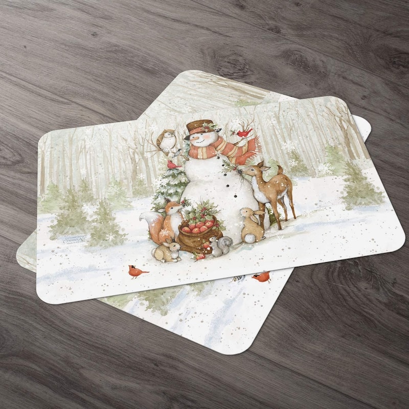 Reversible Wipe Clean Plastic Placemats - Winter Forest -Set of 4