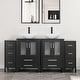 preview thumbnail 133 of 146, 72" Bathroom Vanity Set Glass Ceramic Vessel Sink Side Cabinet Combo Black - Ceramic boat sink