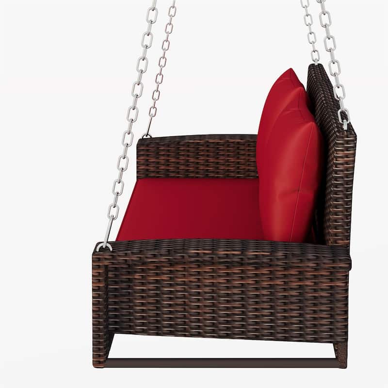 Merax 2-Person Wicker Hanging Porch Swing with Chains