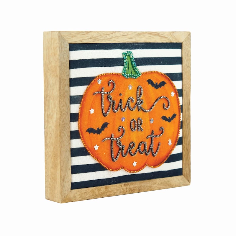 Embellished Pumpkin Shelf Sitter Block