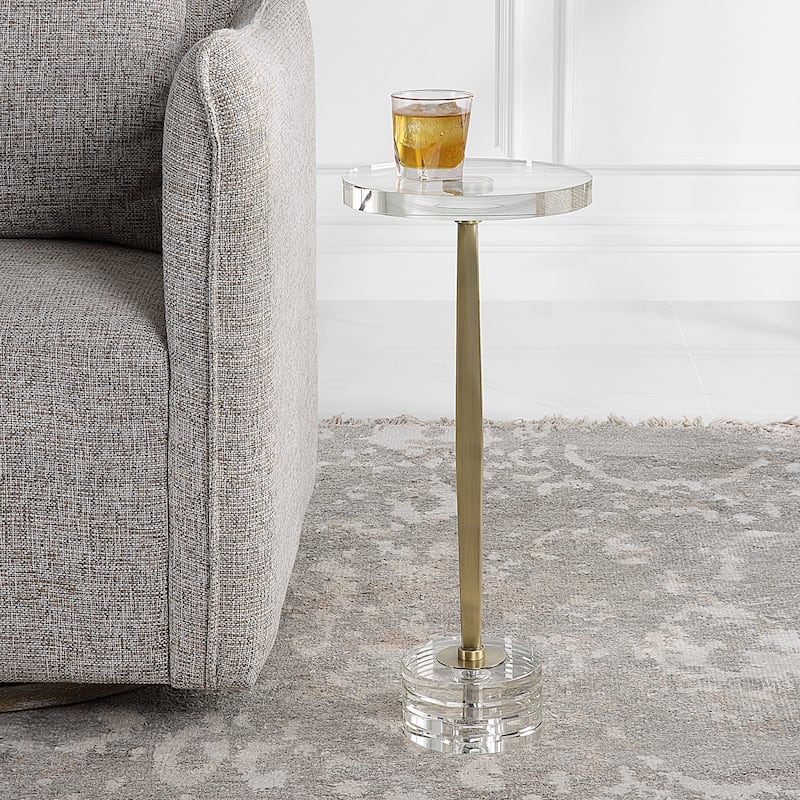 Uttermost 22908 Groove 10" Wide Crystal Top and Iron Accent Table