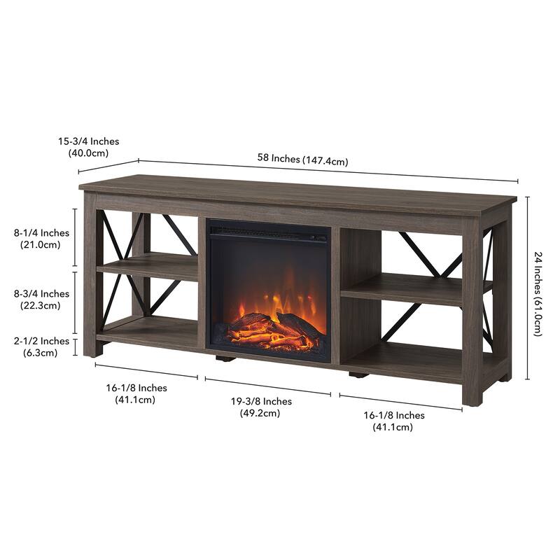 Sawyer TV Stand with Log Fireplace Insert